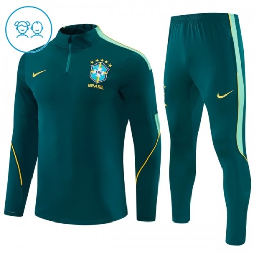 Brasilien Training Sweatshirts Quarter-zip 2026-27 Grüne - Kinder Brasilien Training Sweatshirts Quarter-zip 2026-27 Grüne - Kinder