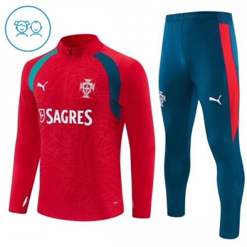 Portugal Training Sweatshirts Quarter-zip 2026-27 Rote - Kinder Portugal Training Sweatshirts Quarter-zip 2026-27 Rote - Kinder